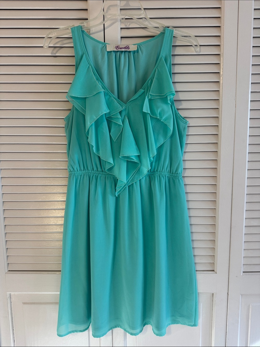 Emmelee Aqua Ruffle Sleeveless Dress